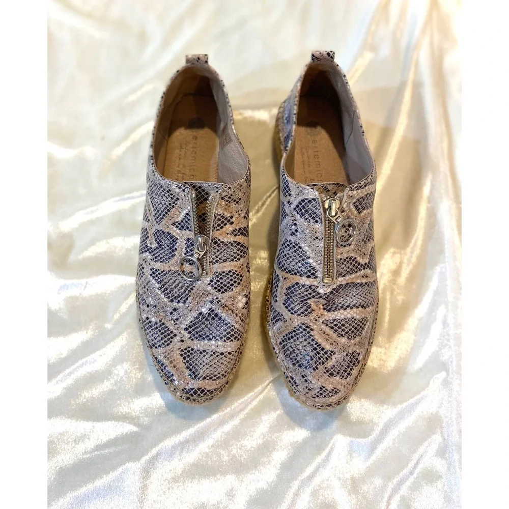 Eric‎ Michael Snakeskin Embossed Leather Espadrille Platform Size 8.5